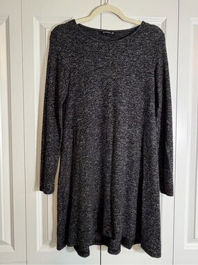 Stradivarius Charcoal Gray Long-Sleeve Swing Dress